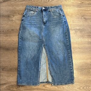 JustFab Denim Split Front Midi Skirt Size 30